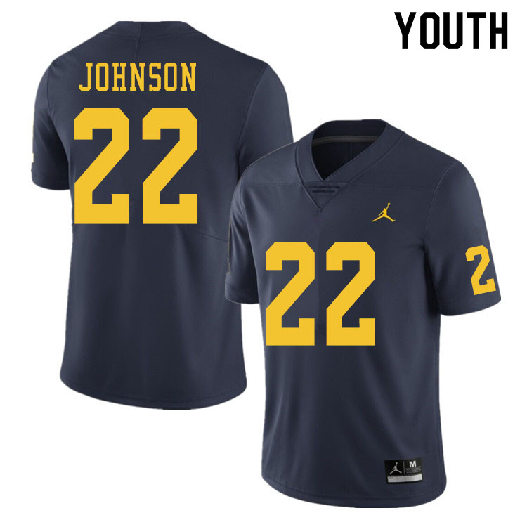 Youth #22 George Johnson Michigan Wolverines College Football Jerseys Sale-Navy